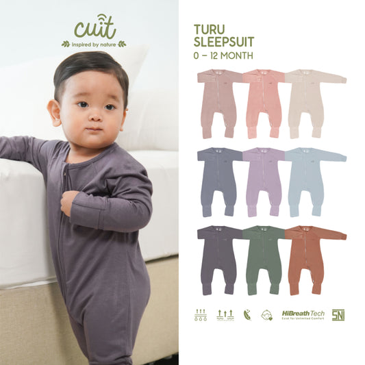 Cuit Turu Eco Double Zipper Sleepsuit Polos 0-12 Bulan