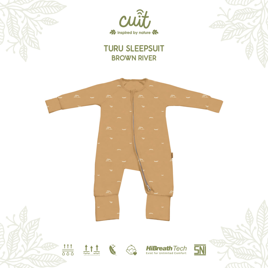 Cuit Turu Double Zipper Sleepsuit Baby 0 - 12 Motif Minimalis