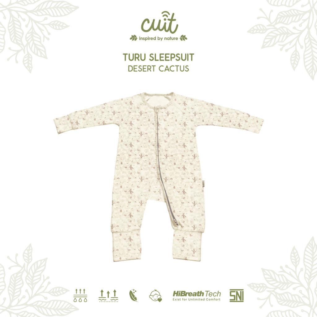 Cuit Turu Double Zipper Sleepsuit Baby 0 - 12 Motif Minimalis