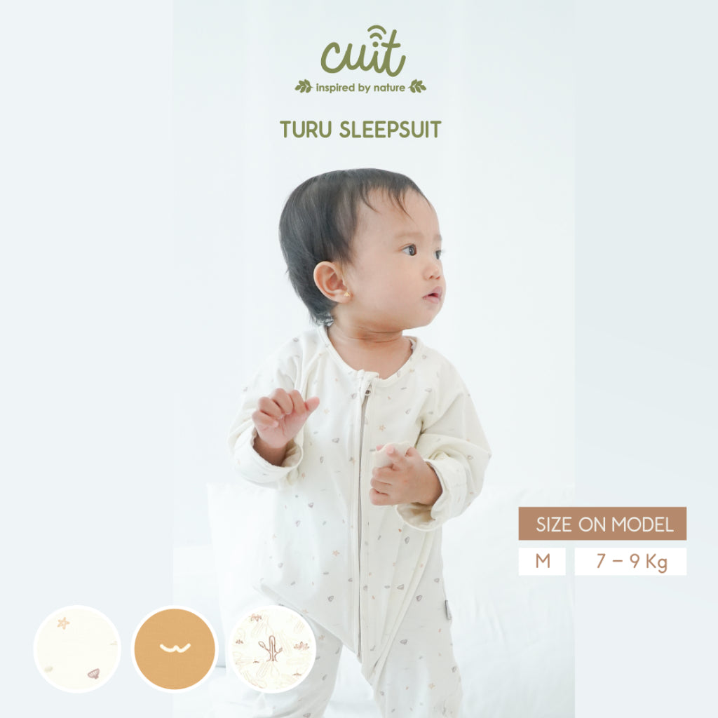 Cuit Turu Double Zipper Sleepsuit Baby 0 - 12 Motif Minimalis