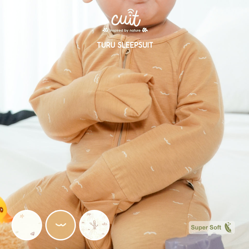 Cuit Turu Double Zipper Sleepsuit Baby 0 - 12 Motif Minimalis