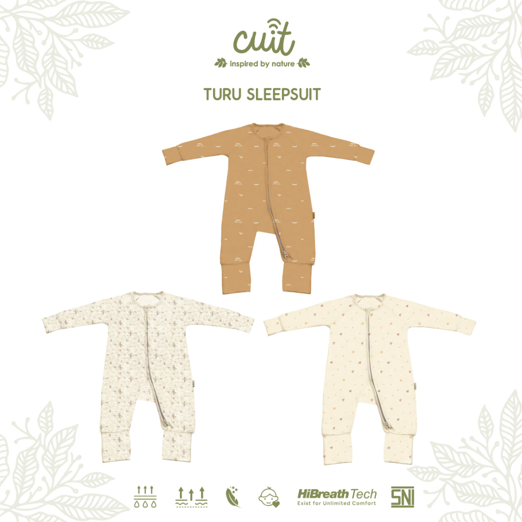 Cuit Turu Double Zipper Sleepsuit Baby 0 - 12 Motif Minimalis