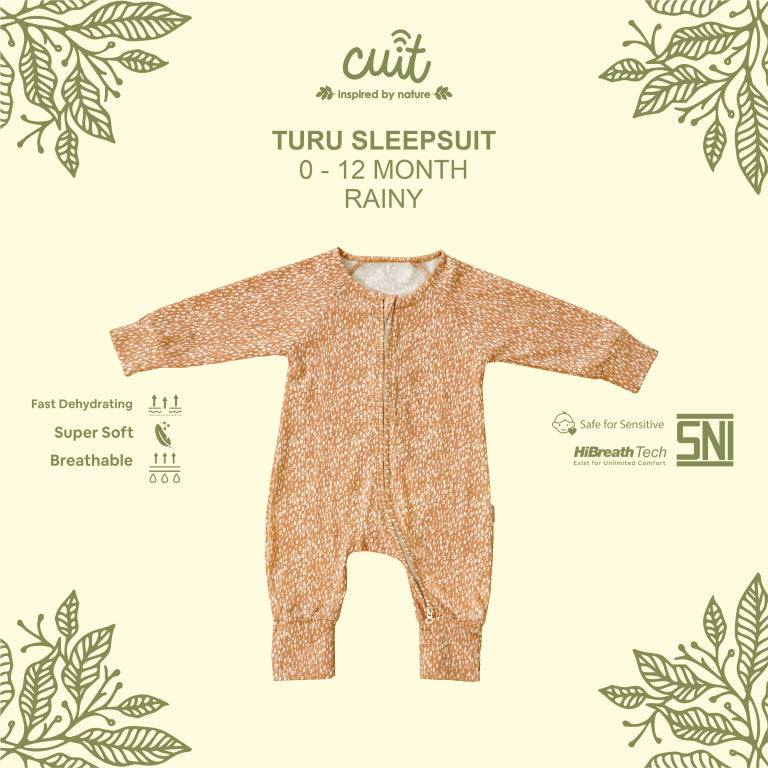 Cuit Turu Double Zipper Sleepsuit Baby 0 - 12 Motif Minimalis
