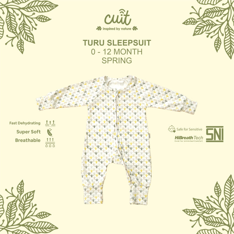 Cuit Turu Double Zipper Sleepsuit Baby 0 - 12 Motif Minimalis