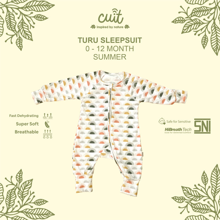 Cuit Turu Double Zipper Sleepsuit Baby 0 - 12 Motif Minimalis