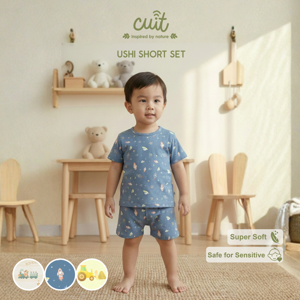 Cuit Ushi Setelan Lengan Pendek Anak 1 - 6 Tahun Motif Karakter