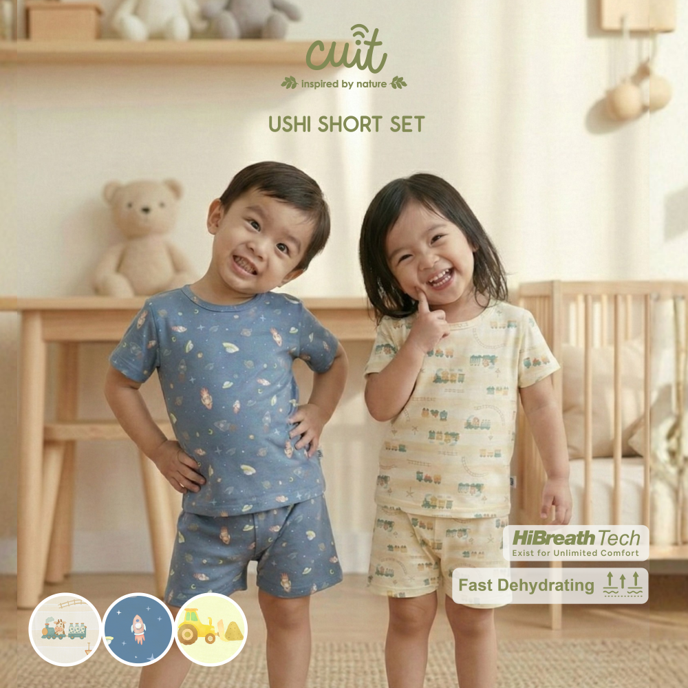 Cuit Ushi Setelan Lengan Pendek Anak 1 - 6 Tahun Motif Karakter