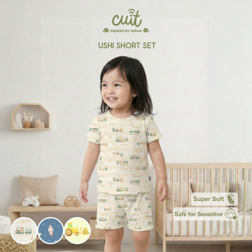 Cuit Ushi Setelan Lengan Pendek Anak 1 - 6 Tahun Motif Karakter