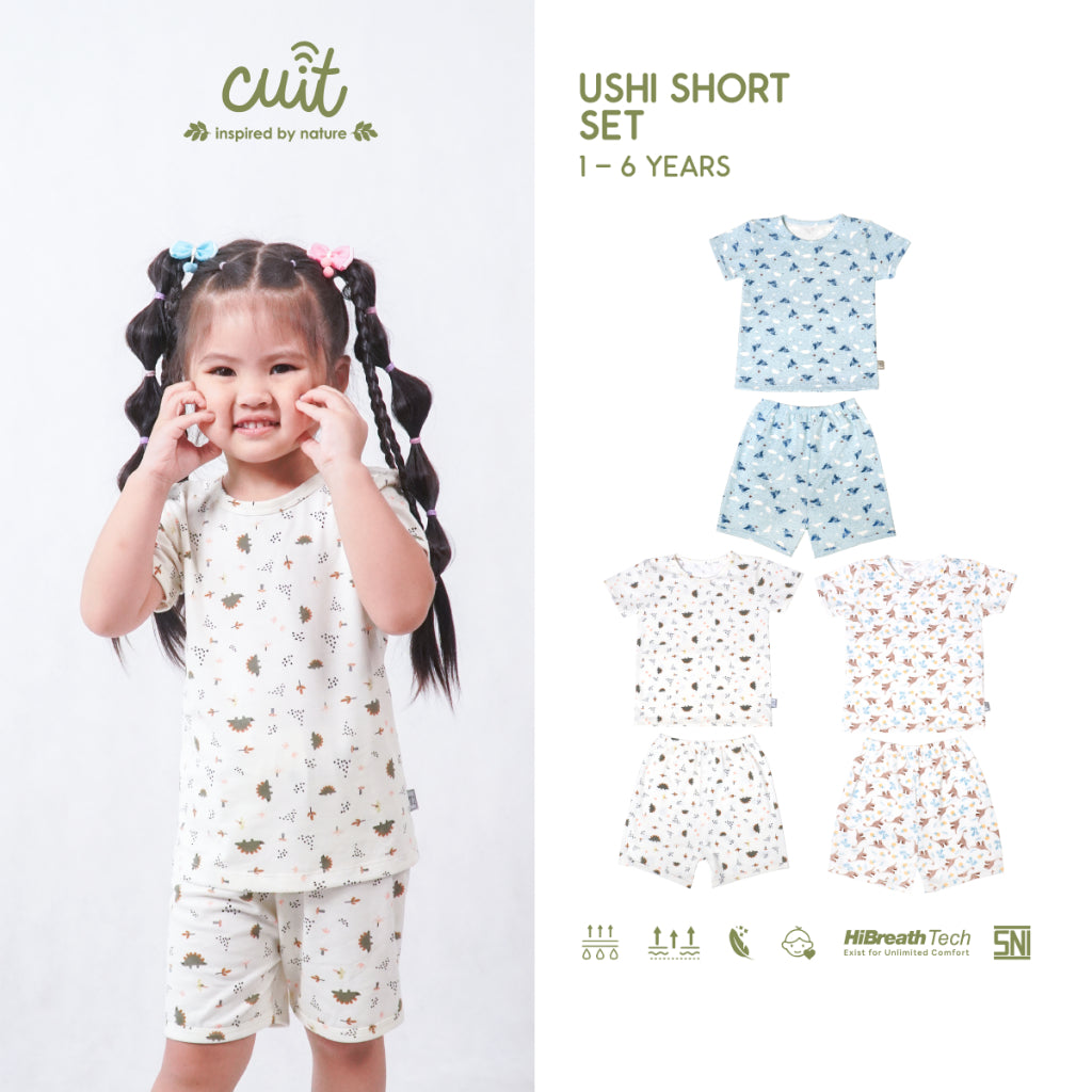 Cuit Ushi Setelan Lengan Pendek Anak 1 - 6 Tahun Motif Karakter