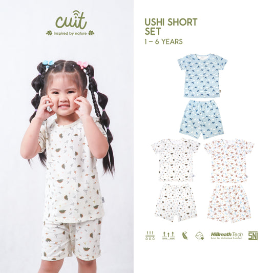 Cuit Ushi Setelan Lengan Pendek Anak 1 - 6 Tahun Motif Karakter
