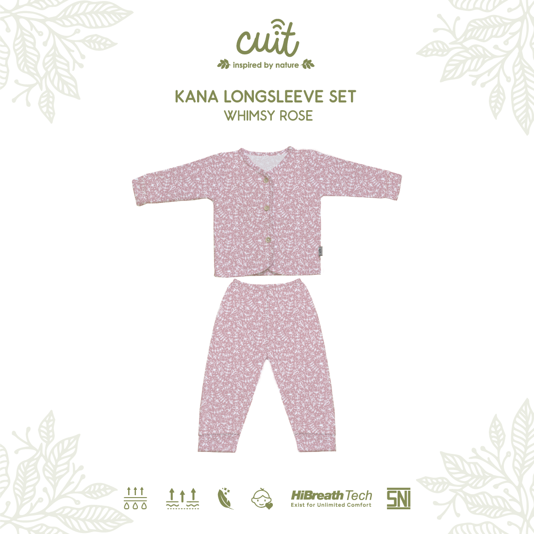 Cuit Kana Setelan Tangan Panjang Motif Floral 0-2 Tahun