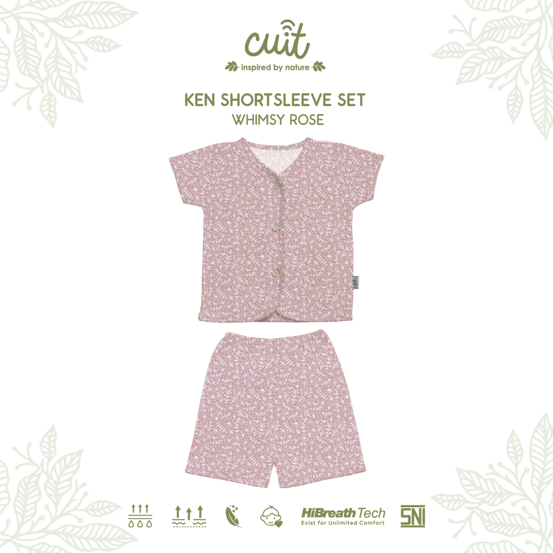 Cuit Ken Setelan Tangan Pendek Motif Floral 0-2 Tahun