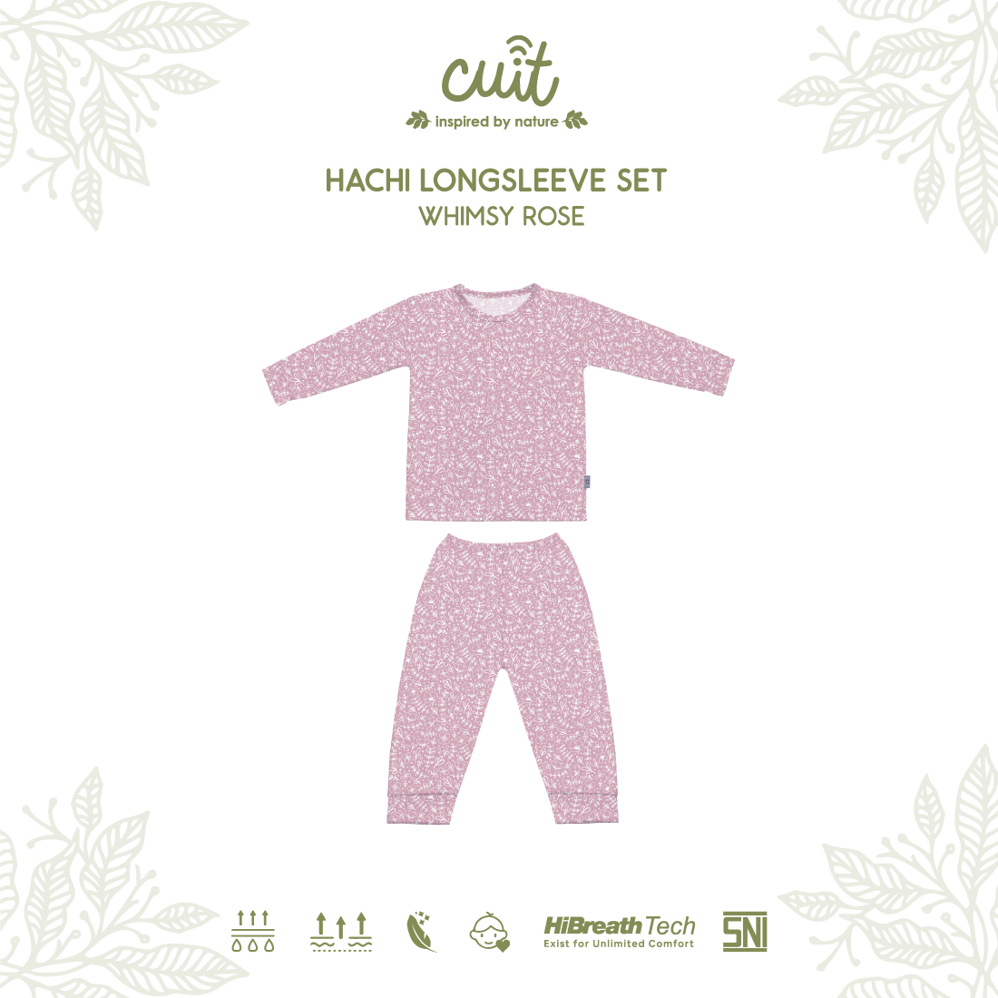 Cuit Hachi Setelan Tangan Panjang Motif Floral 1-6 Tahun