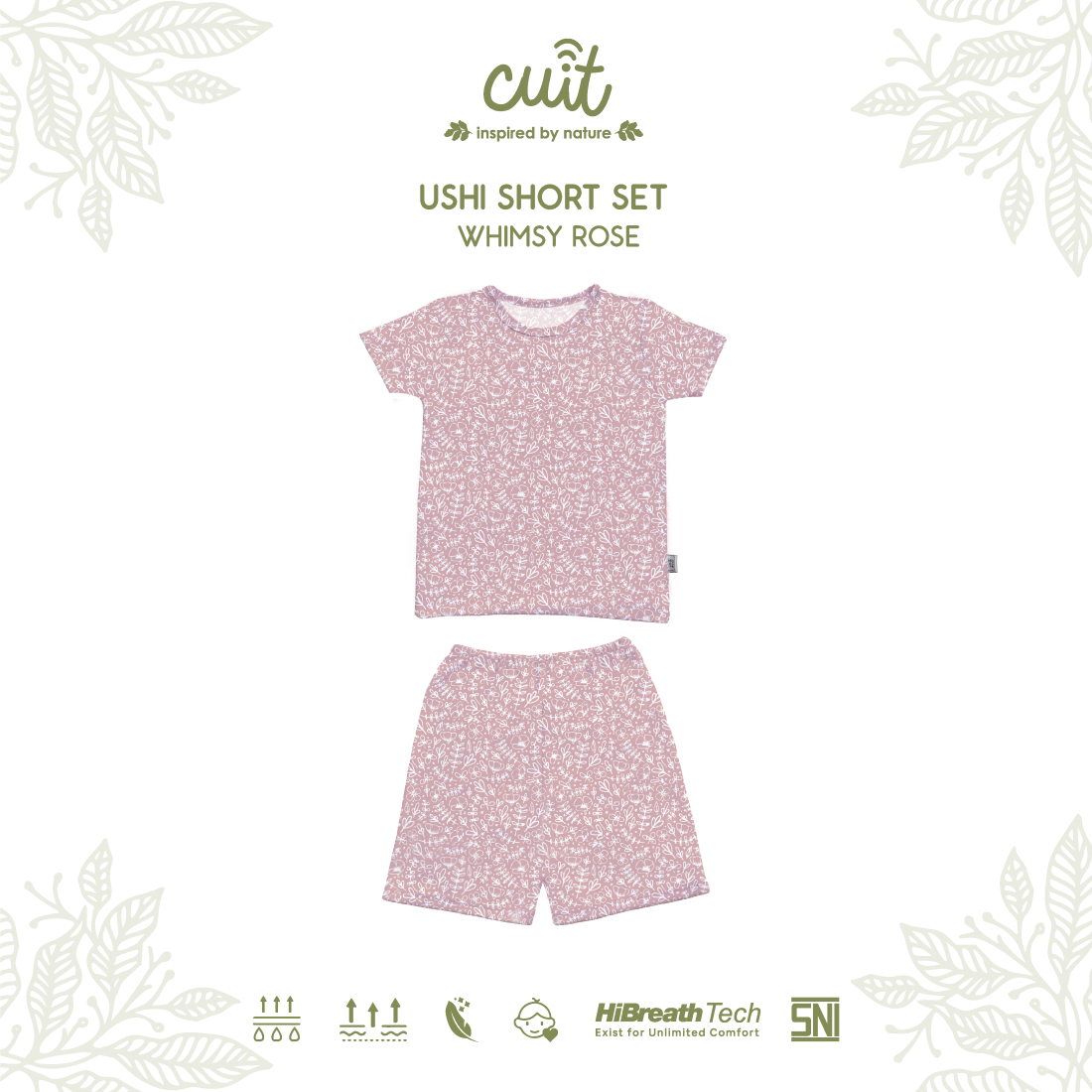 Cuit Ushi Setelan Lengan Pendek Anak 1 - 6 Tahun Motif Floral